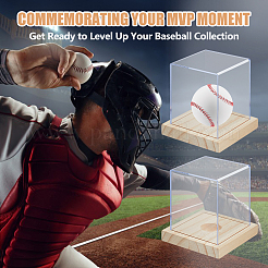 Acrylic Baseball Display Cases with Wooden Base&nbsp;ODIS-WH0081-16