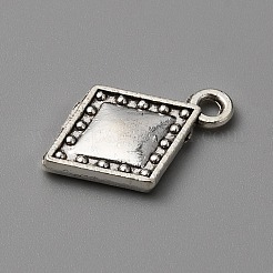 合金のチベット風チャーム  アンティークシルバー  菱形  19x12x2.5mm  穴：1.8mm&nbsp;FIND-WH0135-10D-AS