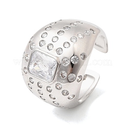 Brass Micro Pave Cubic Zirconia Cuff Open Rings for Women&nbsp;RJEW-L343-03P-02