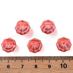 透明なアクリルパーツ  多面カット  ラウンド  レッド  18x11x11mm  穴：4mm&nbsp;MACR-S373-125-B07