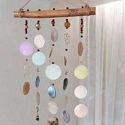 60Pcs 6 Colors Spray Painted Natural Capiz Shell Pendants&nbsp;BSHE-YW0001-18
