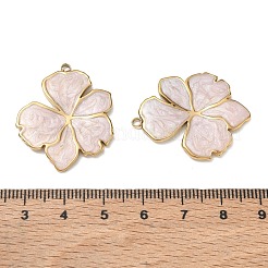 304ステンレススチール、エナメルペンダント  花のチャーム  イオンプレーティング（ip）  18KGP本金メッキ  ミスティローズ  32x26x2.5mm  穴：1.8mm&nbsp;SA-CBAF3AB-01G-01