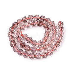 クラックル透明ガラスビーズ連売り  模造ゼリー  ラウンド  多面カット  シエナ  7.5~8mm  穴：0.8~1.5mm  約48~49個/連  13.98~14.57インチ（35.5~37cm）&nbsp;GLAA-Q108-02A-09