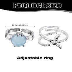 2Pcs 2 Style Alloy Cuff Rings for Women&nbsp;RJEW-LP0008-34