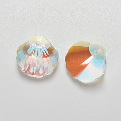 K9ガラスラインストーンチャーム  模造オーストリアのクリスタル  多面カット  シェル  日照  28x28x11mm  穴：1.6mm&nbsp;GLAA-F083-02B-07