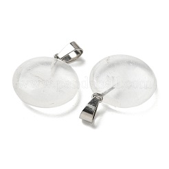 白いウォーターメロンストーンガラスチャーム  201ステンレススチール製金具付き  フラットラウンド  24x20x7mm  穴：4x7mm&nbsp;G-B127-14P-10