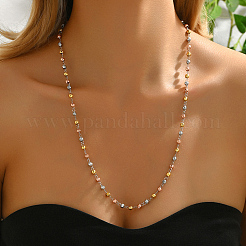 Elegant Brass Round Beads Link Chain Long Necklaces for Women&nbsp;FH6788-3