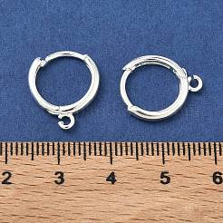 真鍮製フープピアスパーツ  長持ちメッキ  ラックめっき  カン付き  銀  16x13.5x2.5mm  穴：1.5mm  ピン：0.8mm&nbsp;KK-G557-11S