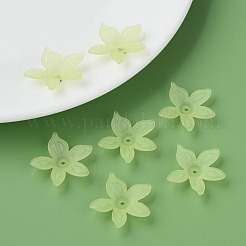 透明なアクリルビーズ  艶消し  花  薄緑  26x27x6mm  穴：1.8mm  約980個/500g&nbsp;MACR-S373-127-D06