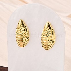 女性用304ステンレススチールスタッドピアス  イオンプレーティング（ip）  オーバル  18KGP本金メッキ  27x13mm&nbsp;EJEW-U052-05G