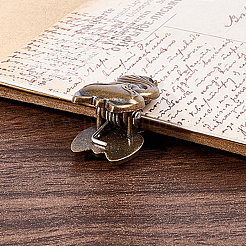 フォックス亜鉛合金クリップ2個  紙の文書用  学校事務用品  アンティークブロンズ  35.5x18x20.5mm&nbsp;AJEW-CP0009-09AB