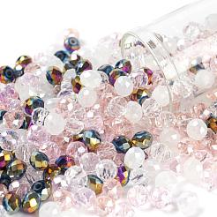 500個5色混合スタイルガラスビーズ  多面カット  ロンデル  ミックスカラー  100個/カラー&nbsp;EGLA-LS0001-03