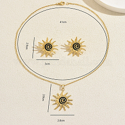 Stainless Steel Spiral Sun Earrings & Necklaces Sets for Women Party and Occasion&nbsp;VJ3176