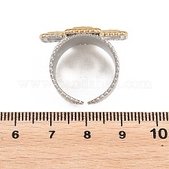 クロス304ステンレススチール製カフオープンリング（女性用）  ゴールデン·ステンレス鋼色  17mm&nbsp;RJEW-L340-01GP