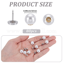 80Pcs Plastic Imitation Pearl Anti-glare Lapel Pins Brooches&nbsp;JEWB-SP0001-12A