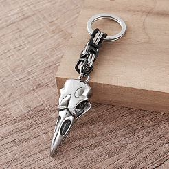 Vintage 304 Stainless Steel Raven Skull Keychains&nbsp;VE1256
