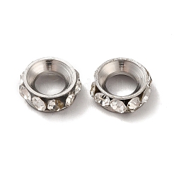202 Stainless Steel Rhinestone European Beads&nbsp;STAS-E192-10P