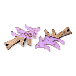 Transparent Resin & Walnut Wood Pendants&nbsp;RESI-S389-008A-B01