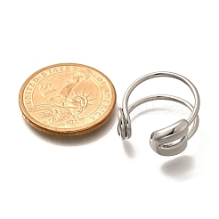 女性用304ステンレススチールオープンカフリング  ペーパークリップの形  ステンレス鋼色  usサイズ7 1/4(17.5mm)&nbsp;RJEW-A054-01P