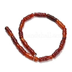 天然石瑪瑙ビーズ連売り  染め＆加熱  竹の形  暗赤色  25x8~8.5mm  穴：1.5mm  約16個/連  15.75''（40センチメートル）&nbsp;G-Z144-A02-01E