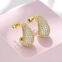 304 Stainless Steel Clear Cubic Zirconia Stud Earrings&nbsp;EJEW-D302-01G
