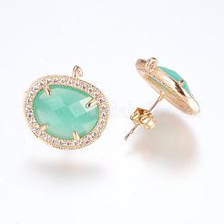 Brass Micro Pave Cubic Zirconia Stud Earring Findings&nbsp;ZIRC-G116-27-D03