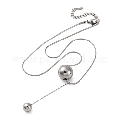304 Stainless Steel Round Ball Pendant Snake Chain Necklaces&nbsp;NJEW-U028-03P