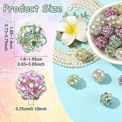 12Pcs 6 Colors Sparkling Acrylic Encrusted Round Beads&nbsp;CLAY-YW0002-65