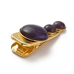 天然アメジスト アリゲーター ヘアクリップ  鉄のパーツと  カドミウムフリー＆鉛フリー  26~27x59~61x14~16mm&nbsp;G-B042-03G-02