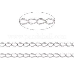 変色しにくい304ステンレススチールカーブチェーン  ハンダ付け  ステンレス鋼色  3x2x0.3mm&nbsp;CHS-L001-56-0.3mm
