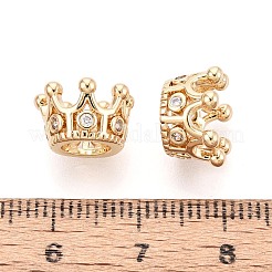 真鍮マイクロペーブクリアキュービックジルコニアビーズ  クラウン  イオンプレーティング（ip）  18KGP本金メッキ  11.5~12x7mm  穴：5.5~6mm&nbsp;KK-T080-89G