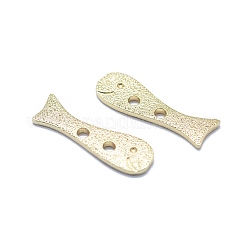 2穴真鍮ボタン  長持ちメッキ  魚  テクスチャ  14KGP本金メッキ  17.5x5.5x1mm  穴：1.4mm&nbsp;LS-KK-F797-54G