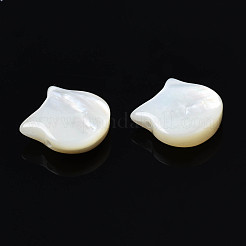 ナチュラルホワイトシェルビーズ  猫  10x10x4mm  穴：0.8mm&nbsp;SSHEL-S258-99B