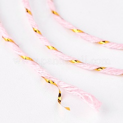 2プライマクラメコットンコード  金ワイヤと  ツイストコットンロープ  壁掛け用  工芸  ギフト包装  ピンク  1~1.5mm  約109.36ヤード（100m）/ロール&nbsp;OCOR-WH0032-02F