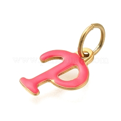 Ion Plating(IP) 304 Stainless Steel Enamel Alphabet Charms&nbsp;STAS-F308-02G-P