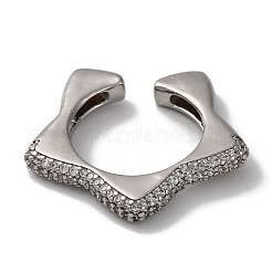 Rack Plating Star Brass Cubic Zirconia Open Cuff Rings for Women&nbsp;RJEW-S242-02P-C