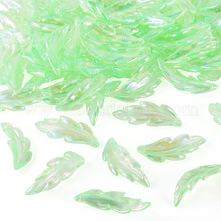 アクリルパーツ  羽  UVメッキ  グリーン  40x14.5x5mm  穴：1.4mm&nbsp;MACR-TAC0015-001