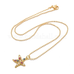 Brass Pave Cubic Zirconia and Plastic Beads Pendant Necklaces&nbsp;NJEW-Q041-01G