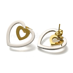 Ion Plating(IP) 304 Stainless Steel Heart Stud Earrings&nbsp;EJEW-C118-03D