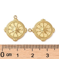 304ステンレスペンダント  スターチャーム付きフラットラウンド  18KGP本金メッキ  18x16x2mm  穴：1.5mm&nbsp;STAS-Q252-11G