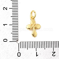 真鍮製チャーム  クロス  長持ちメッキ  ラックめっき  丸カン付き  18KGP本金メッキ  13x9x2.5mm  穴：3.2mm&nbsp;KK-C139-30A-G
