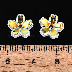 透明電気メッキガラスビーズキャップ  5枚目の桜の花  クリアAB  10~11x4~4.5mm  穴：1.2~1.4mm&nbsp;EGLA-N015-01B