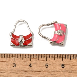 真鍮製エナメルペンダント  プラチナ  バッグチャーム  ミックスカラー  17.5x15x4mm  穴：9x10mm&nbsp;FIND-C065-23P