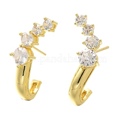 Brass Micro Pave Clear Cubic Zirconia Stud Earrings&nbsp;EJEW-C126-09G