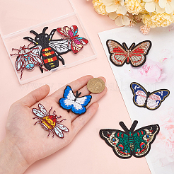 8個 8スタイル コンピューター刺繍布 アイロン接着/縫い付けパッチ  マスクと衣装のアクセサリー  アップリケ  蝶/ミツバチ  ミックスカラー  36~83x45~100x1.5~2.5mm  1個/スタイル&nbsp;PATC-HY0002-54