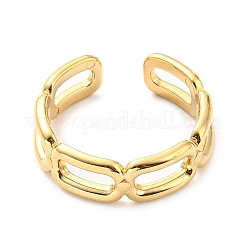 女性用304ステンレススチールオープンカフリング  中空オーバル  14KGP本金メッキ  内径：17mm&nbsp;RJEW-C016-06G