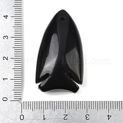 天然石オブシディアンペンダント  魚のチャーム  39.5x22~23x12~12.5mm  穴：2mm&nbsp;GG-CBA7FE3-01G