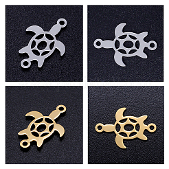 201 ステンレススチールリンクコネクター  カメ  ゴールデン·ステンレス鋼色  18x12x1mm  穴：1.2mm  2色  10個/カラー  20個/箱&nbsp;STAS-CA0001-03