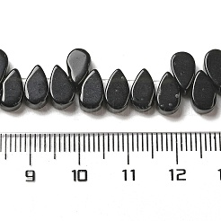 ナチュラルブラックマホガニーオブシディアンビーズ連売り  ティアドロップ  トップ掘削  9~10x5~5.5x3.5~4mm  穴：0.7mm  約40~48個/連  7.09~7.28''（18~18.5cm）。&nbsp;G-B064-B53