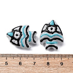 手作りランプワークビーズ  魚  ライトスカイブルー  18x22.5x10.5mm  穴：1.2mm&nbsp;LAMP-S068-06J